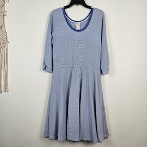Matilda Jane Women's Between The Lines Dress size Large Blue White Stripe